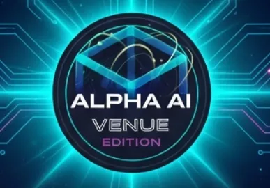 Futuristic tech-themed Alpha AI badge