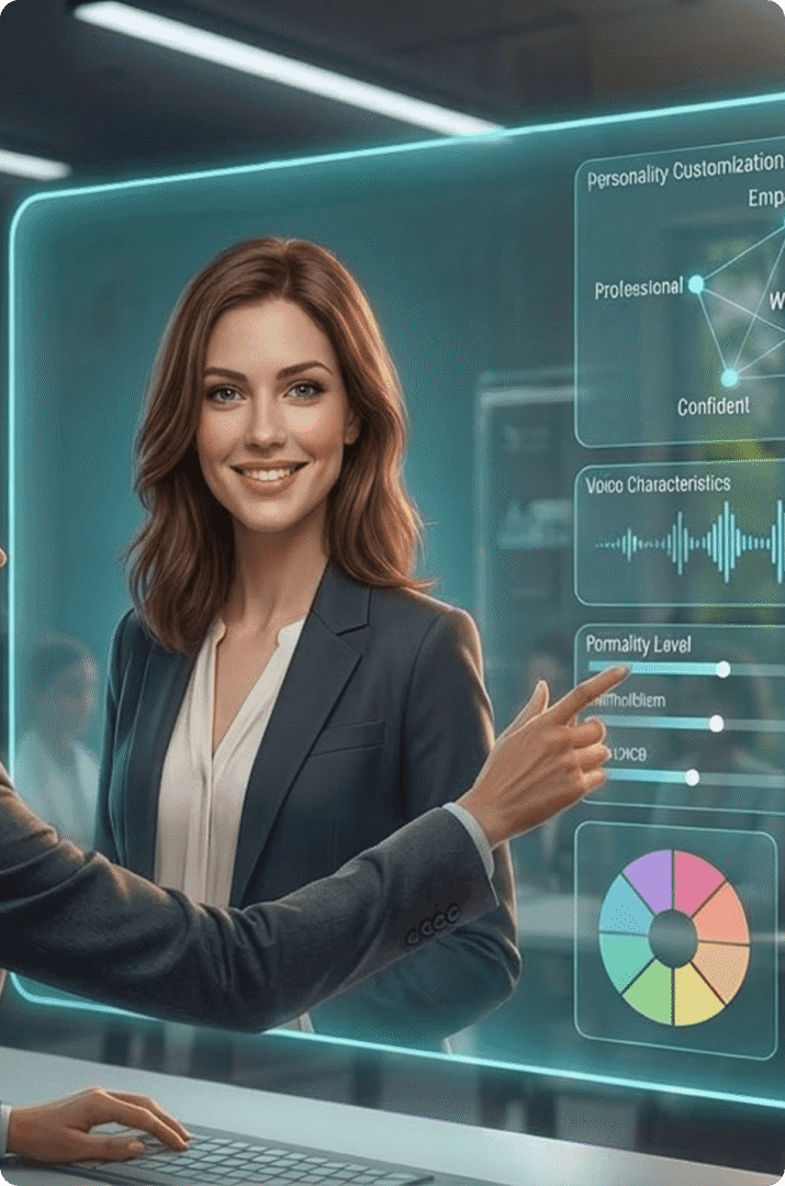 Professional in front of holographic technology