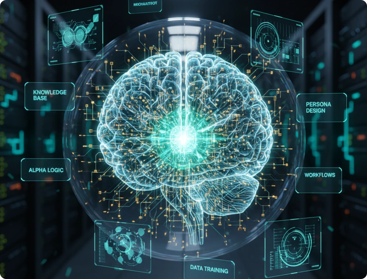 Digital brain with data visualizations