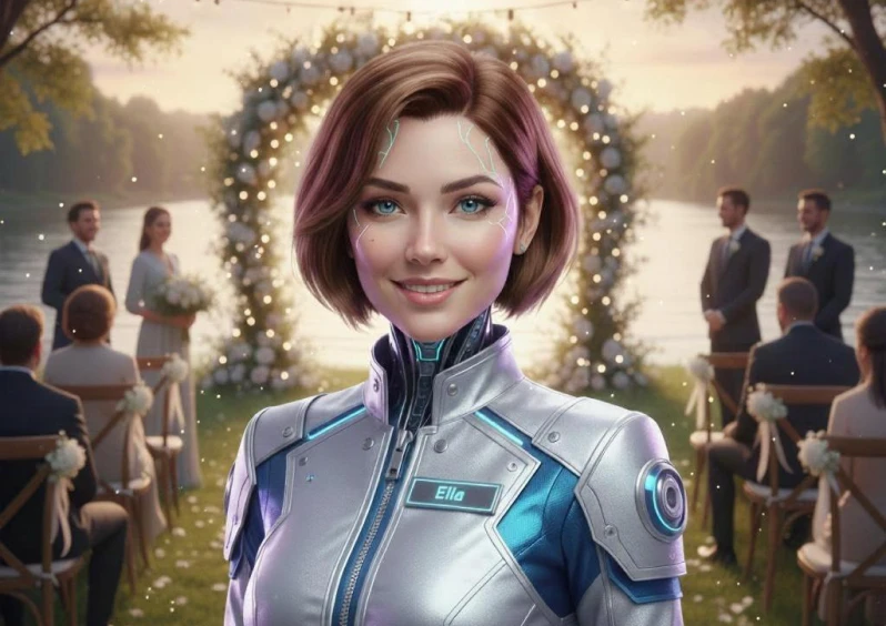 Wedding ceremony with futuristic theme