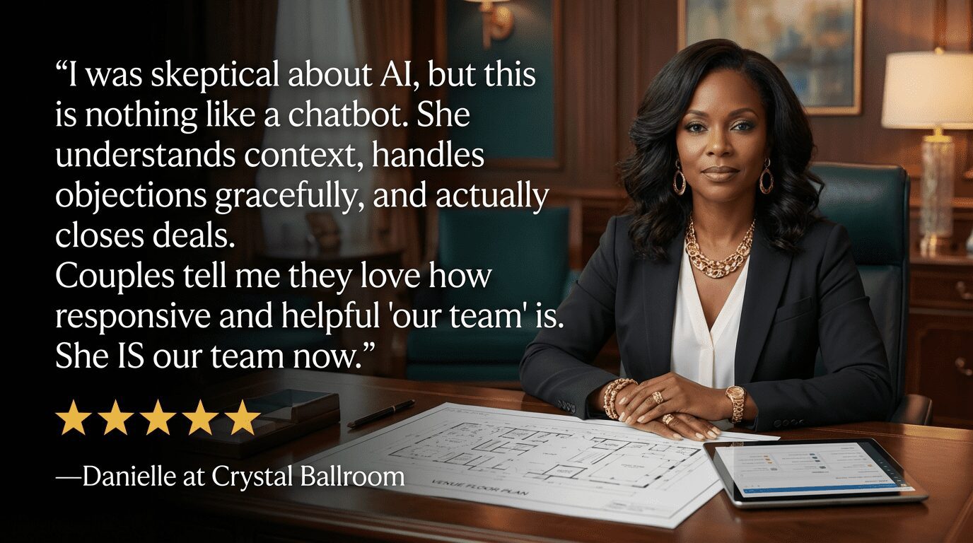 Professional woman in elegant office setting.